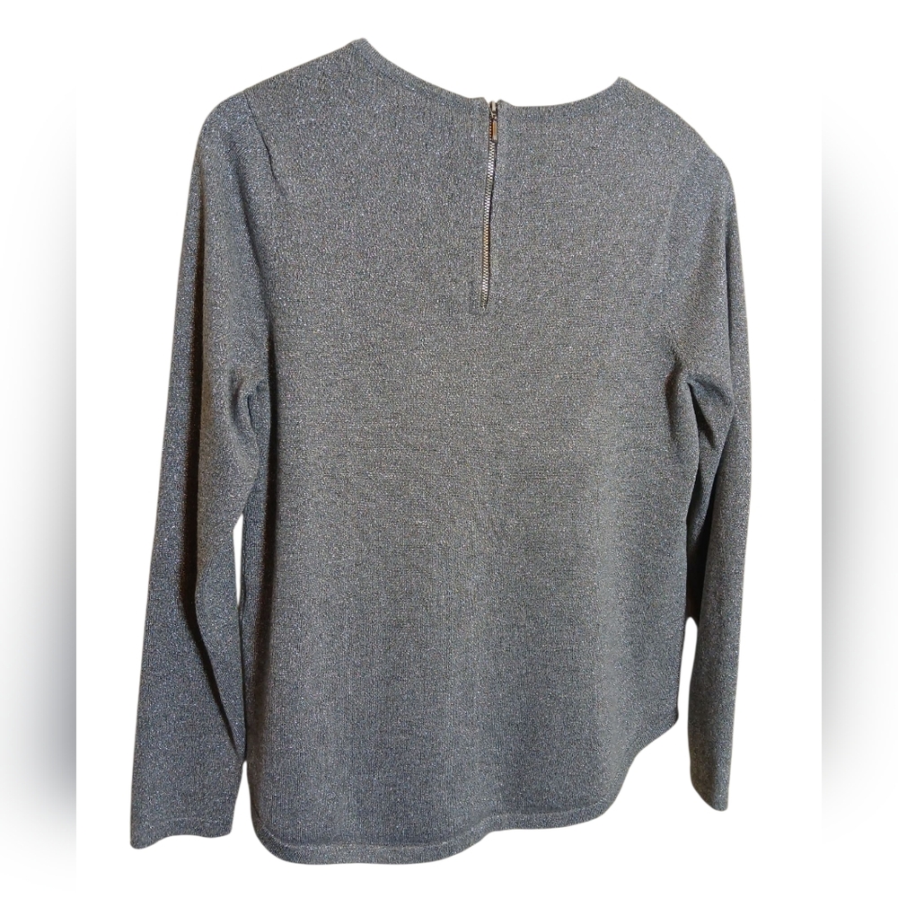Chicos Blouse Lightweight Sweater Chicos Size 1 USA size med Gray with Shimmer - Picture 2 of 7